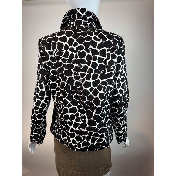 Vintage 90s Elementz Black & White Giraffe Print Double-Breasted Jacket Medium - Picture 3 of 16